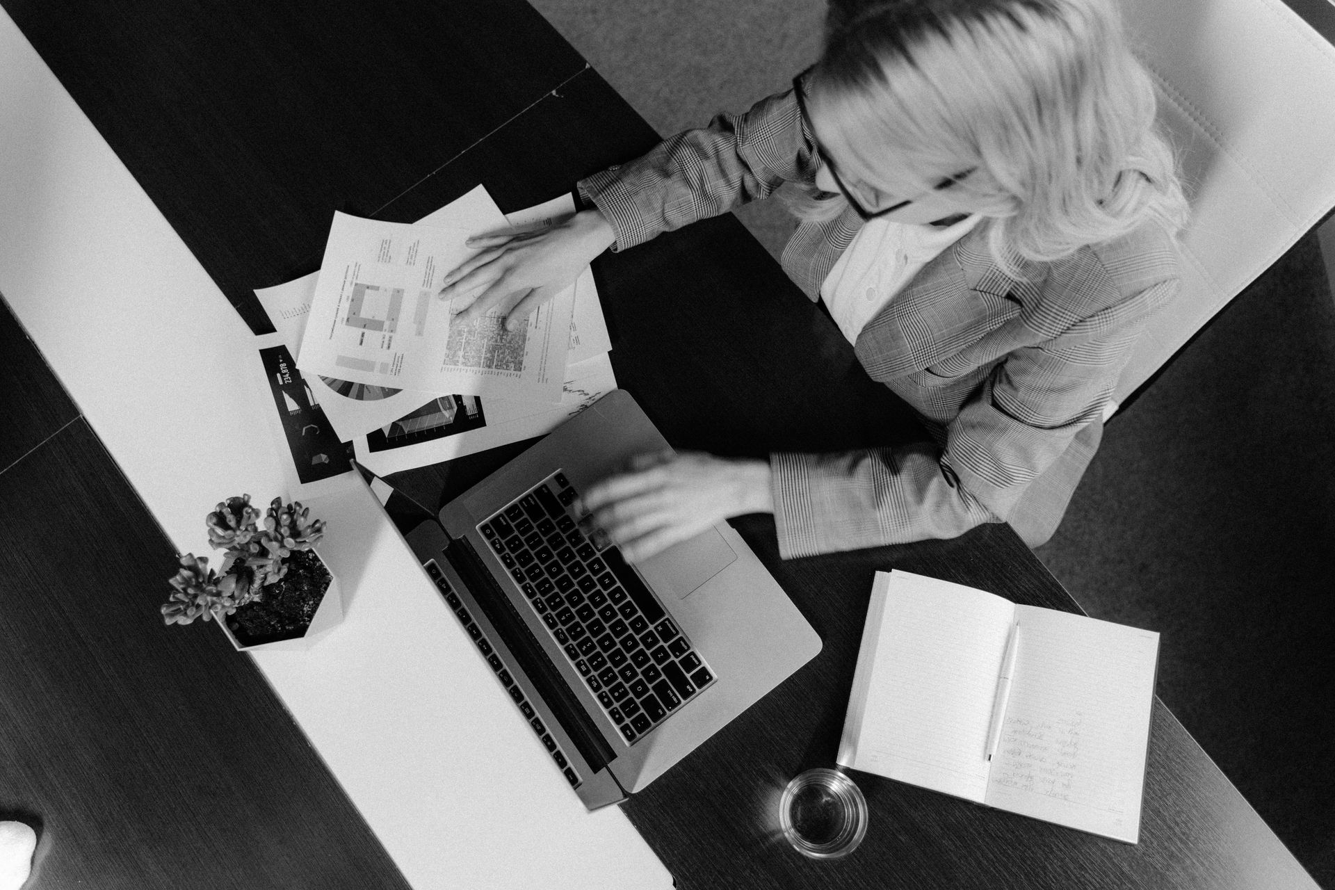Overhead Shot of Woman Working in the Office