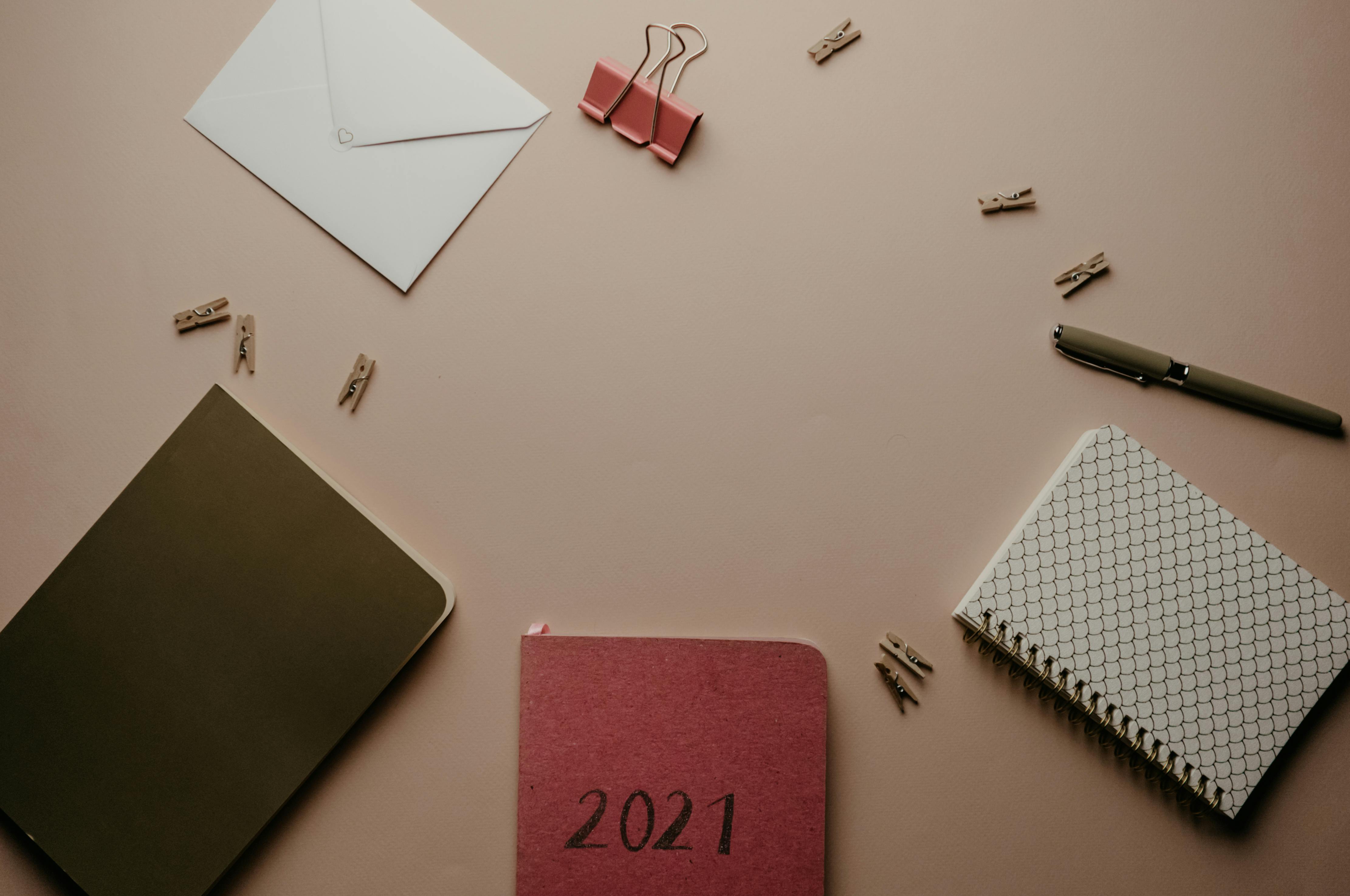 assorted notebooks on the table