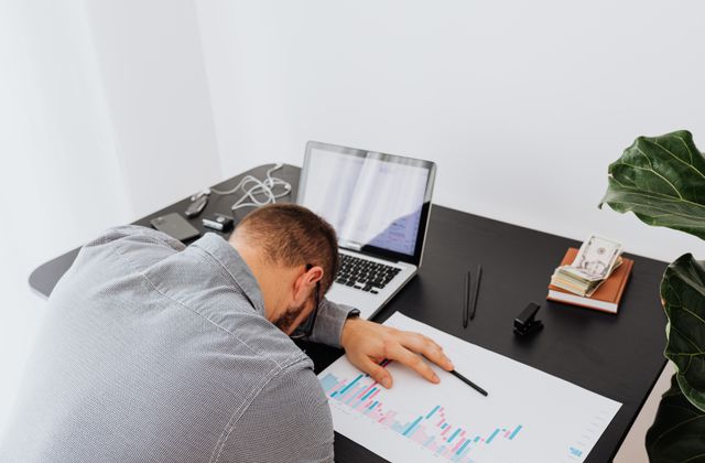Tired office worker at a desk