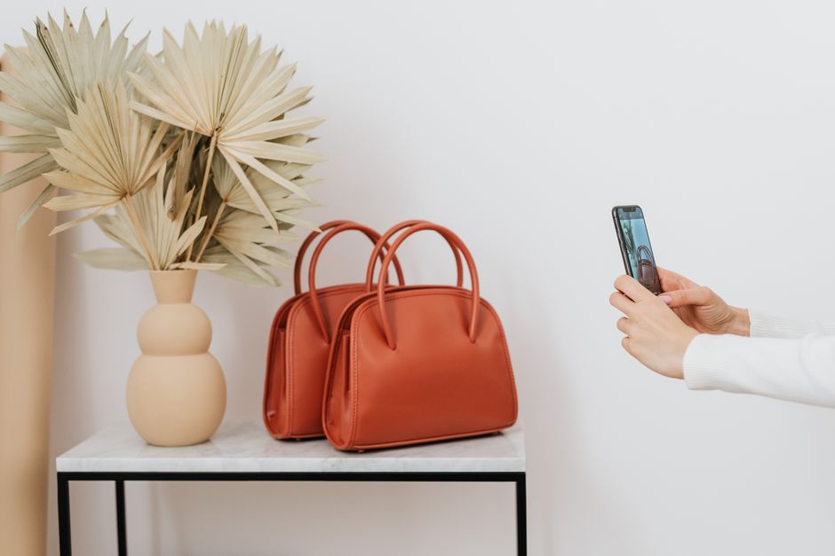 luxury handbag on table
