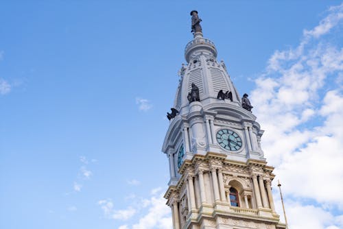 Low-Angle Shot of a Concrete Clock Tower