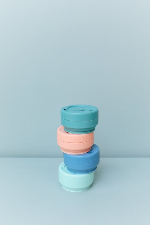 Blue and Pink Plastic Containers