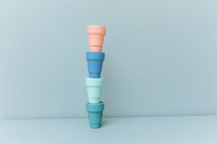 Close-Up Shot Of Stack Of Collapsible Cups