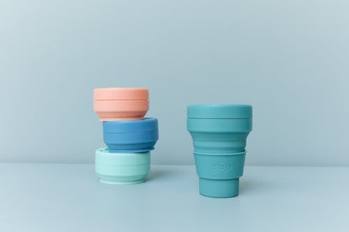 Close-Up Shot of Collapsible Cups