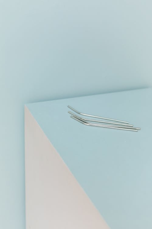 Free Metal Straws on Top of the Table  Stock Photo