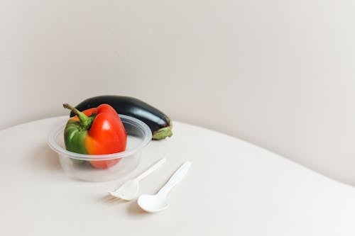 Disposable Cutley, Bowl, Pepper and Aubergine