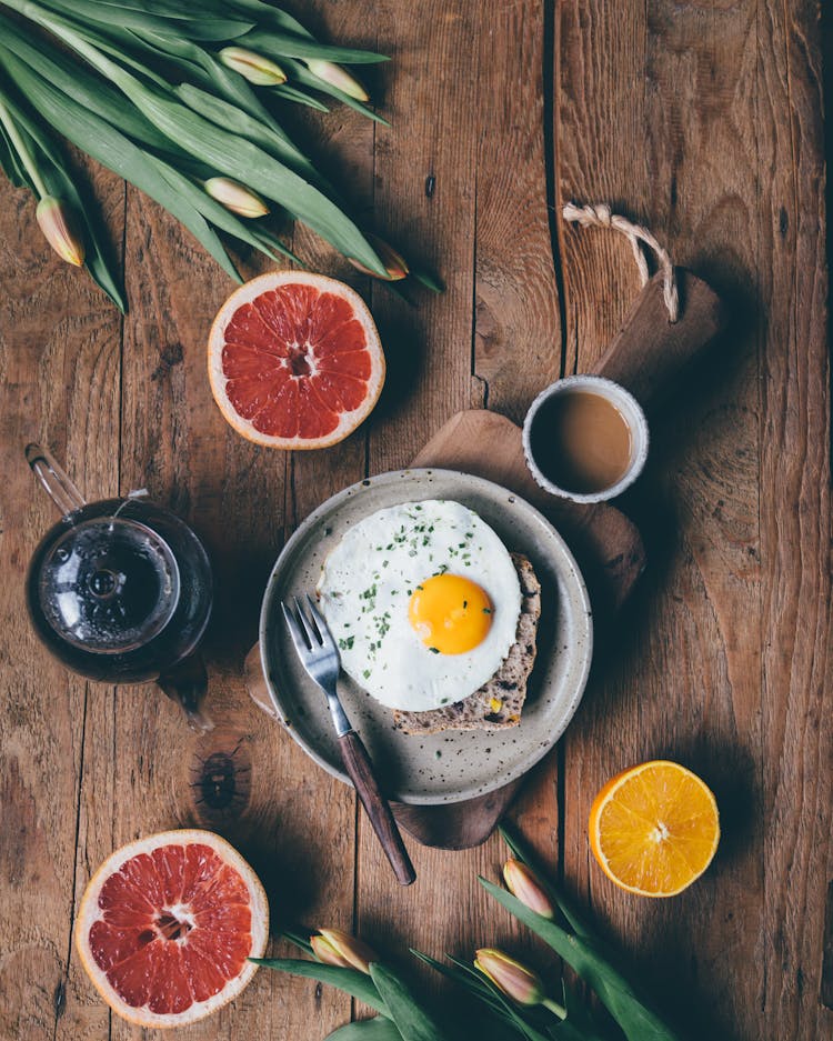 Overhead View Of Egg On Plate