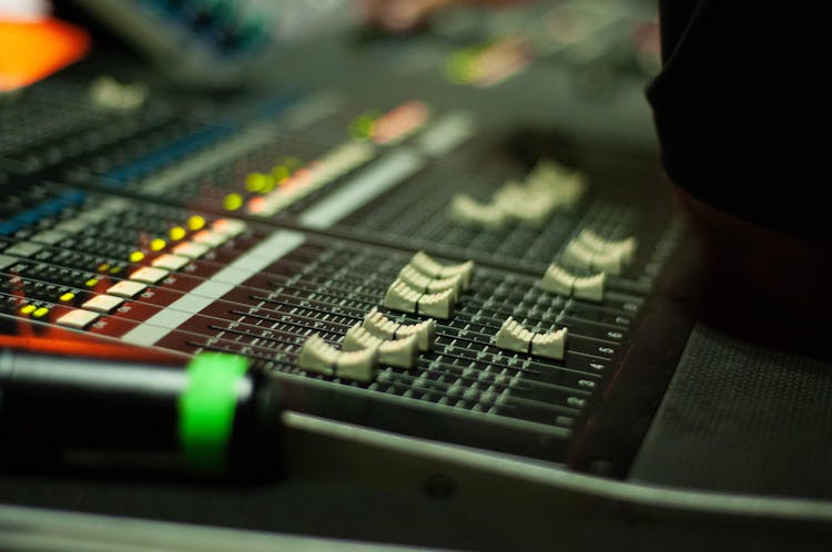 Sound Mixer Board In Recording Studio