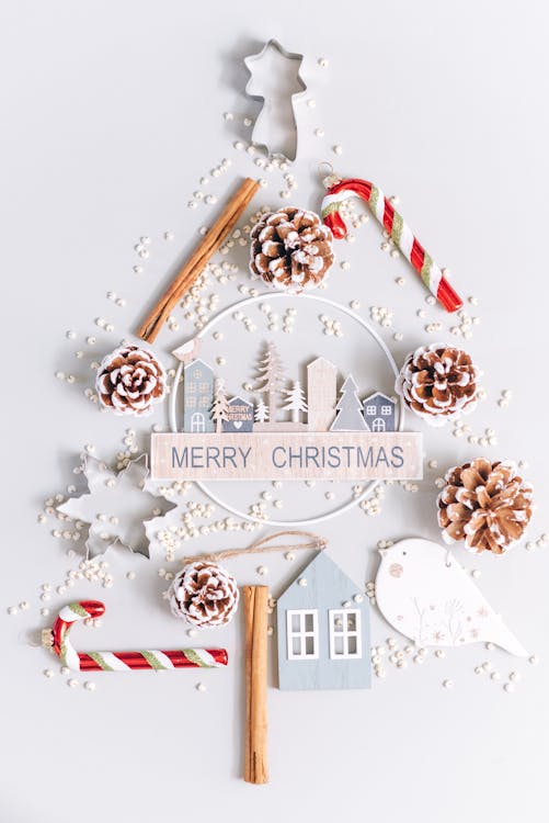 Free Ornaments Shaped as a Christmas Tree Stock Photo