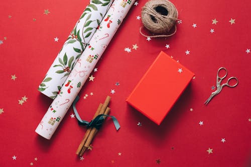A Red Box and Gift Wrapping Tools