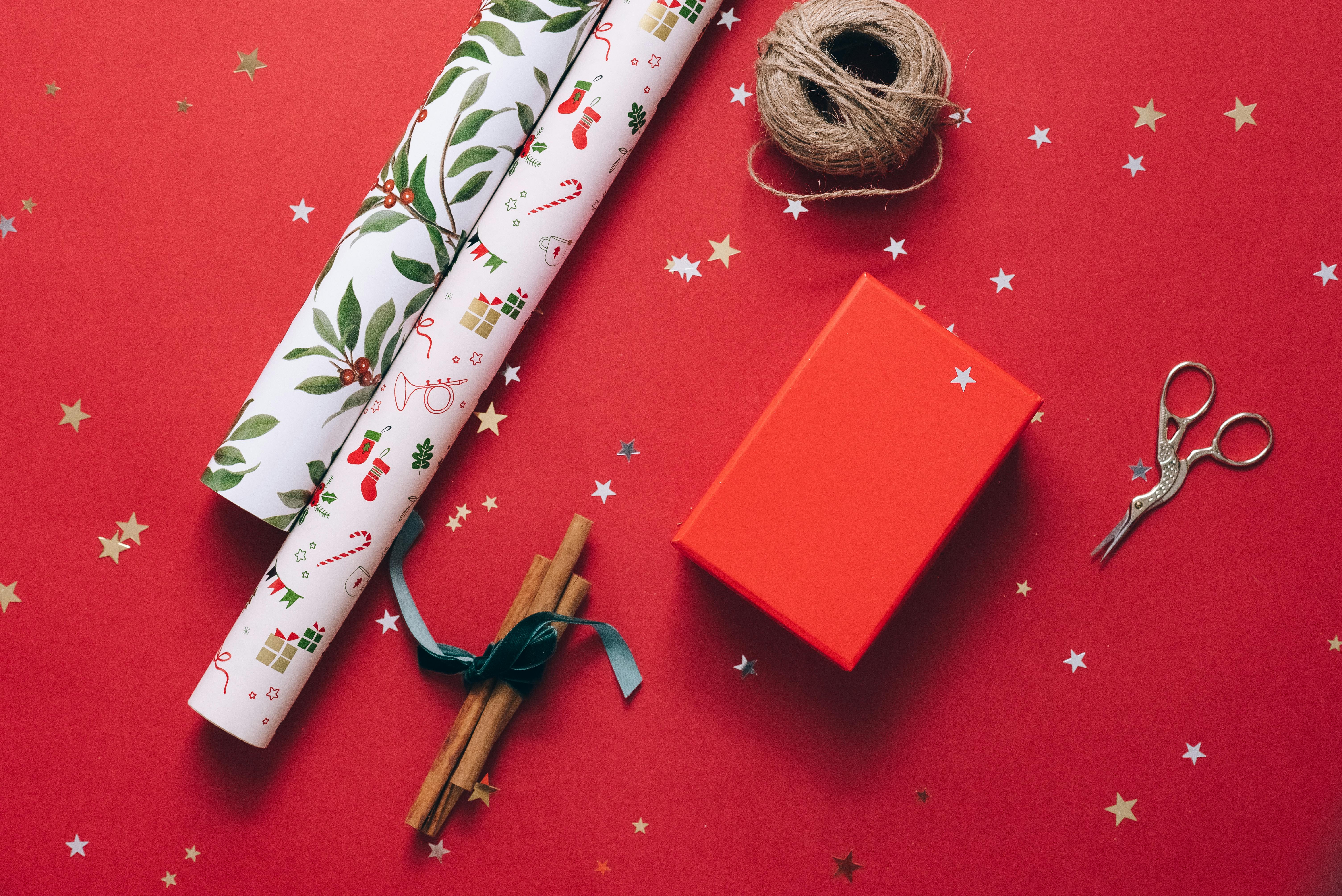 Tablet, Gifts & Pretty Wrapping Paper. Stock Image