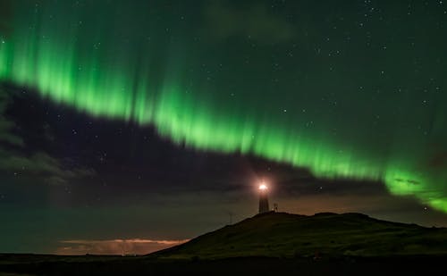 Green and Blue Sky with Stars