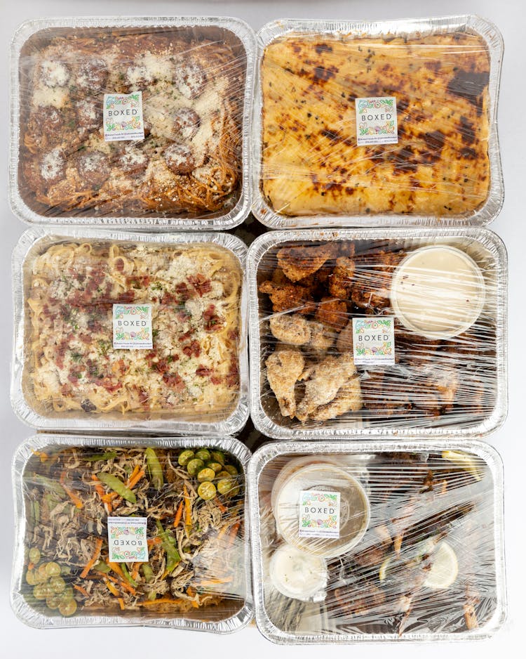 Assorted Foods In Aluminum Container