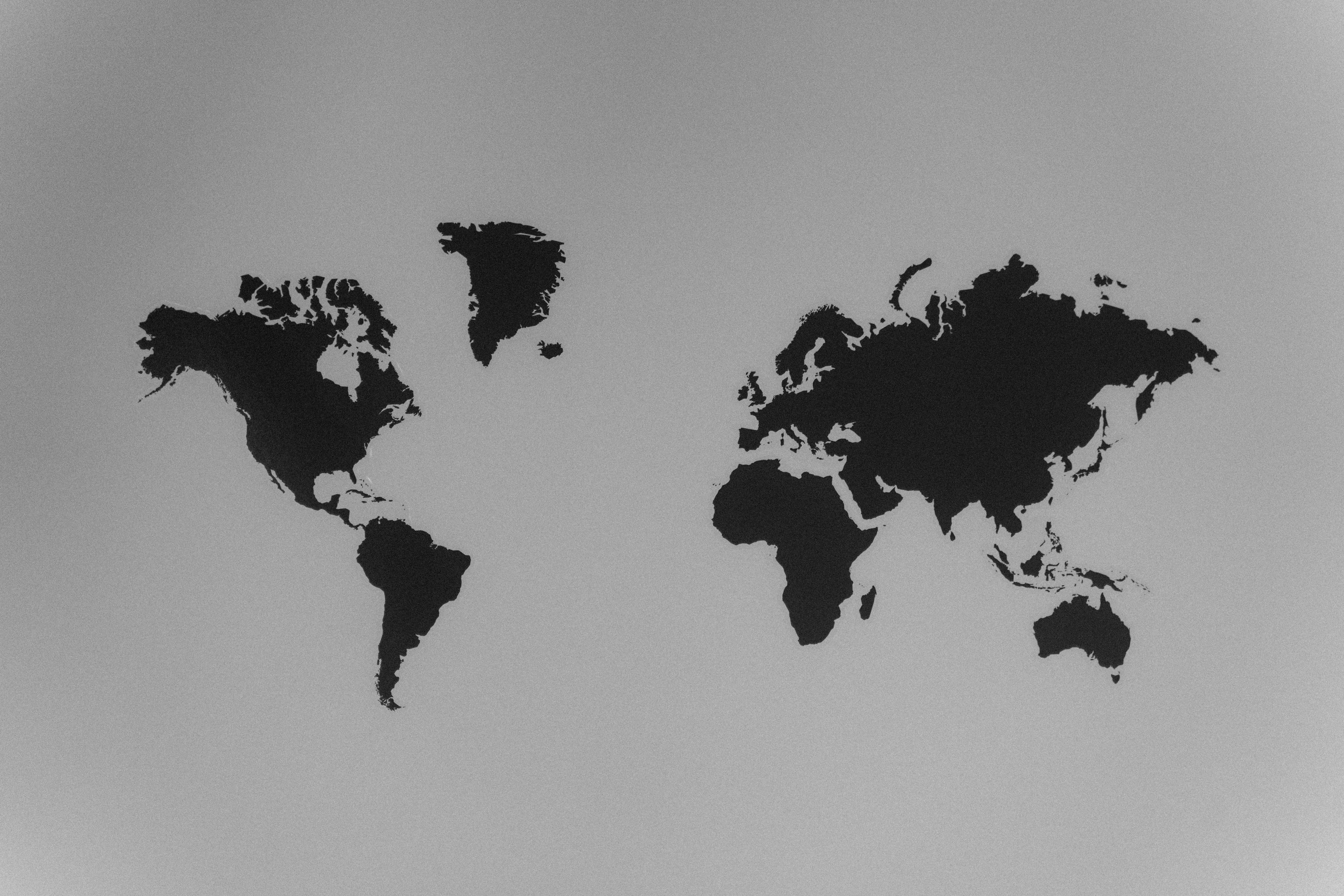 world map silhouette gray