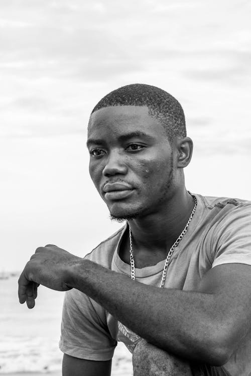 Black and White Portrait of Young Man