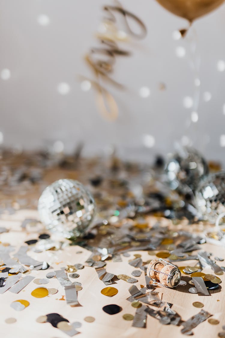 Mirror Balls And Silver Confetti