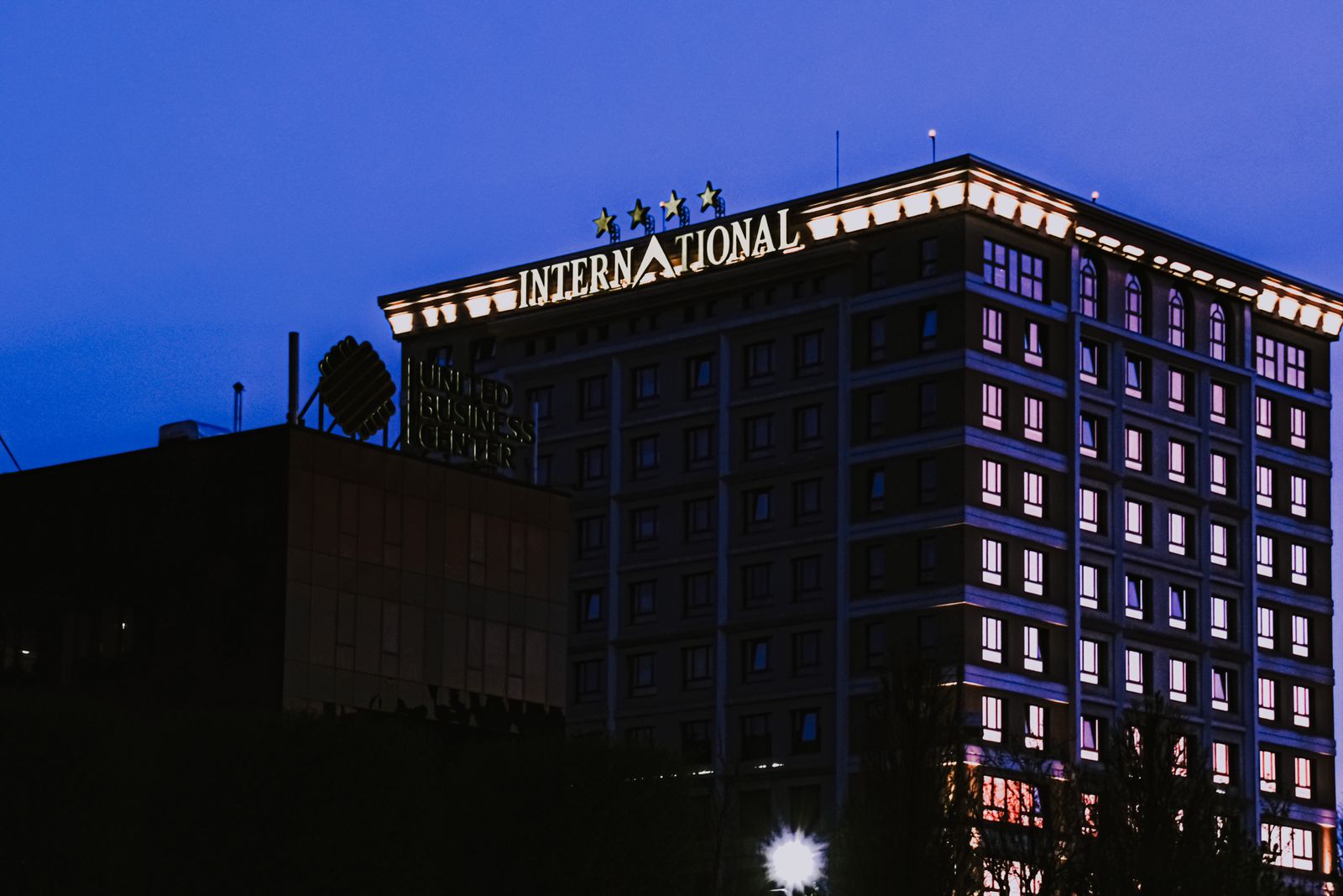 Grand Roll tower against the night skyline