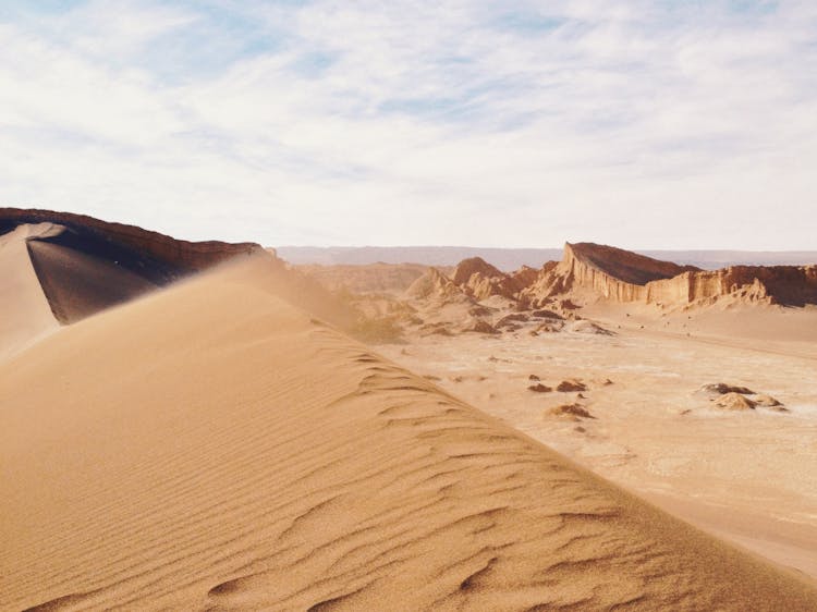 Sandy Dunes In Vast Windy Desert