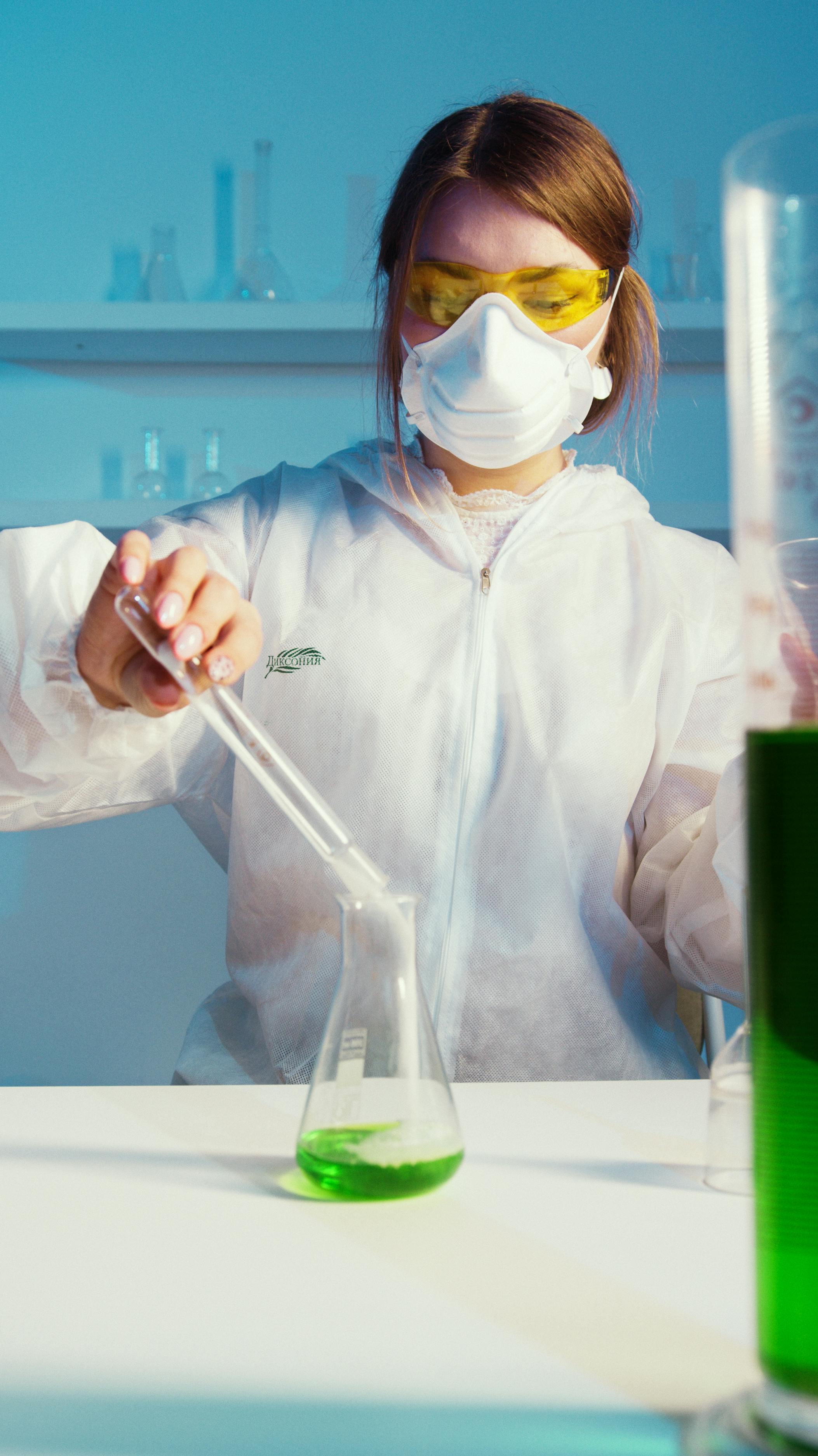 a woman doing an experiment