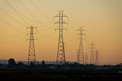 Free stock photo of electric posts, high voltage, no people