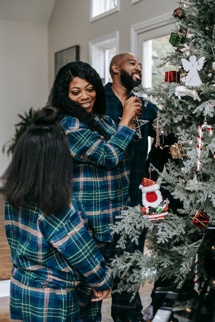 Cheerful Black Family Enjoying Christmas Preparation