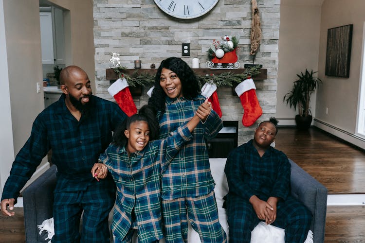 Positive Black Family Having Fun At Christmas Holidays