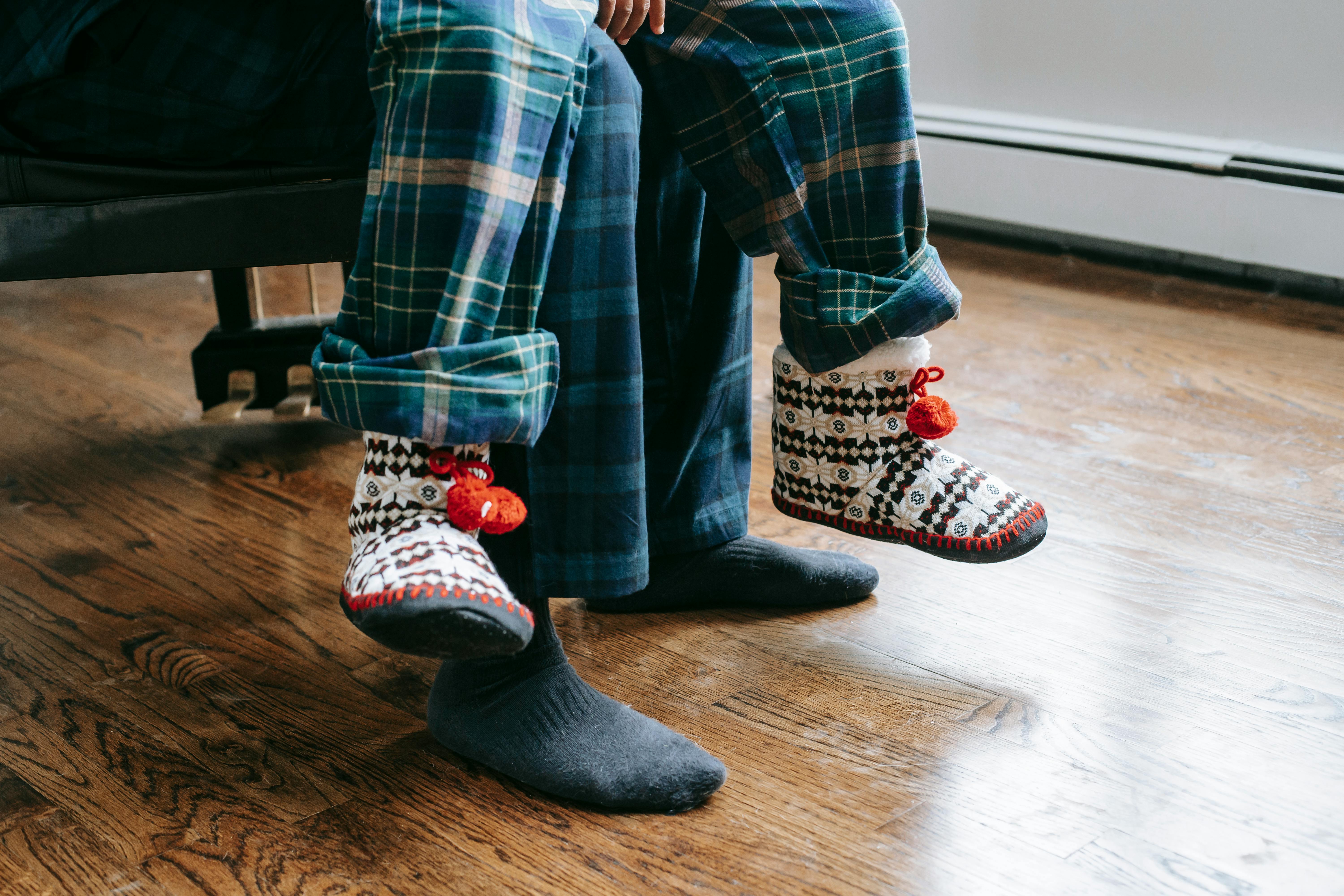 red white and blue plaid pants