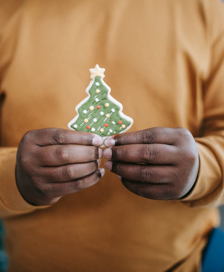 Black Man With Gingerbread In Form Of Christmas Tree