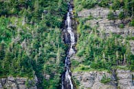 Waterfall and Forest on Mountainside