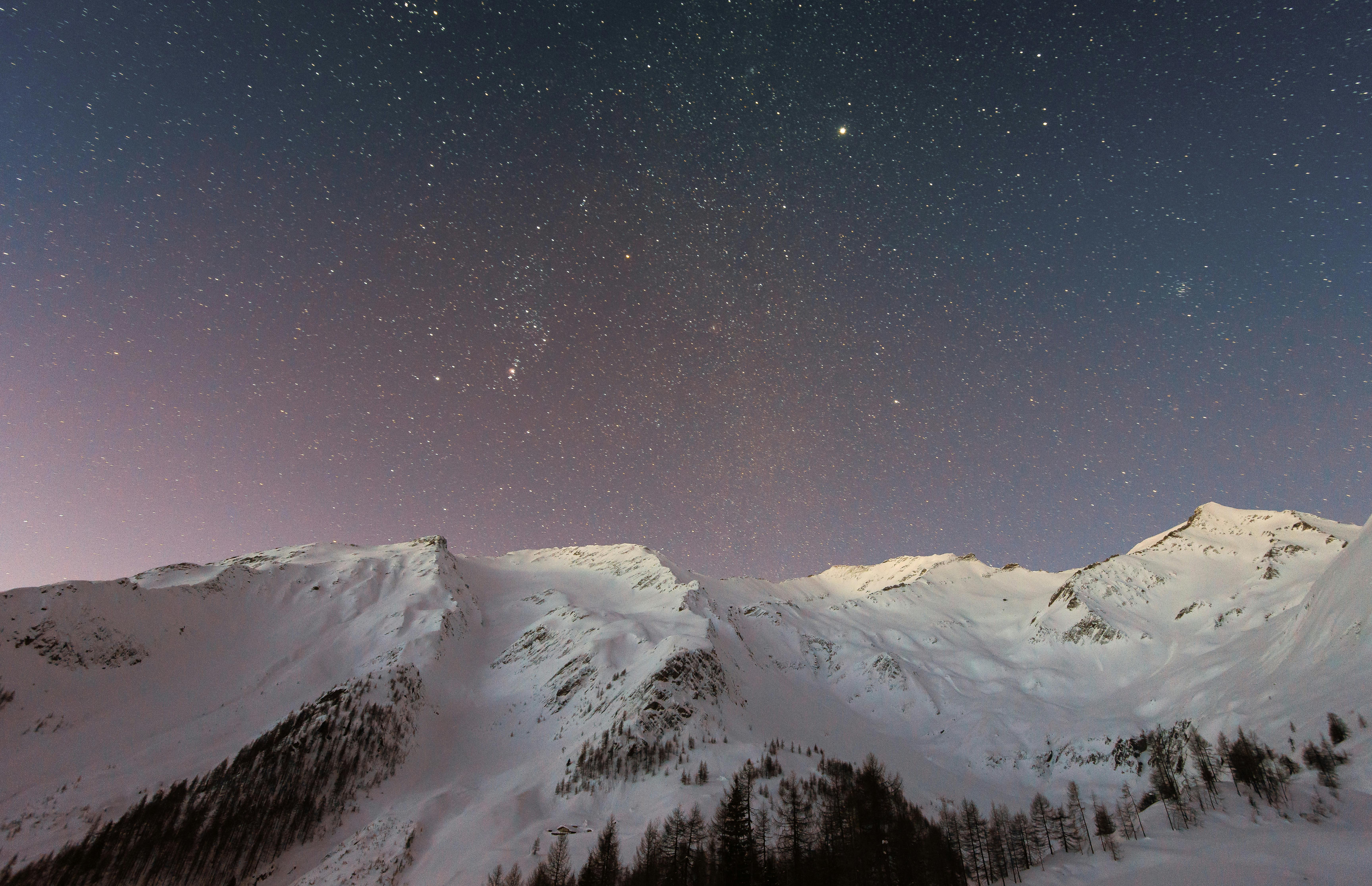 Mountain Covered Snow Under Star · Free Stock Photo