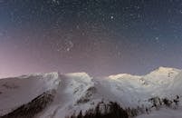 Mountain Covered Snow Under Star