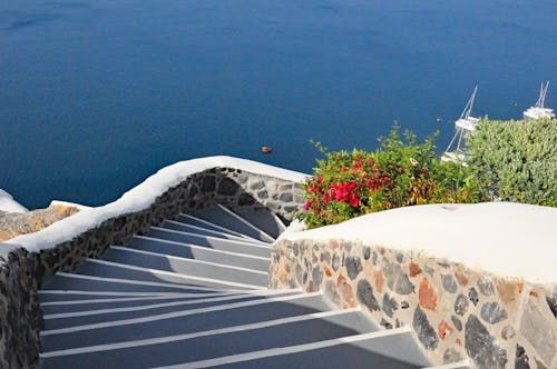 Free stock photo of steps in santorini