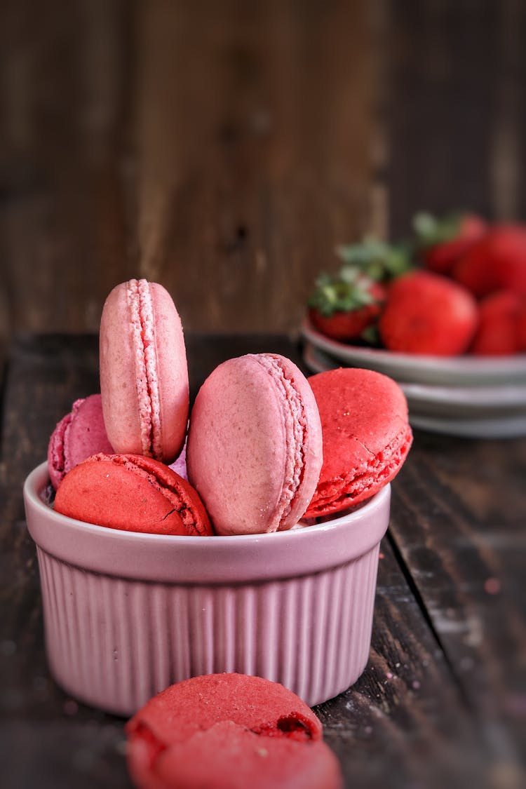 Photograph Of Pink Macarons 