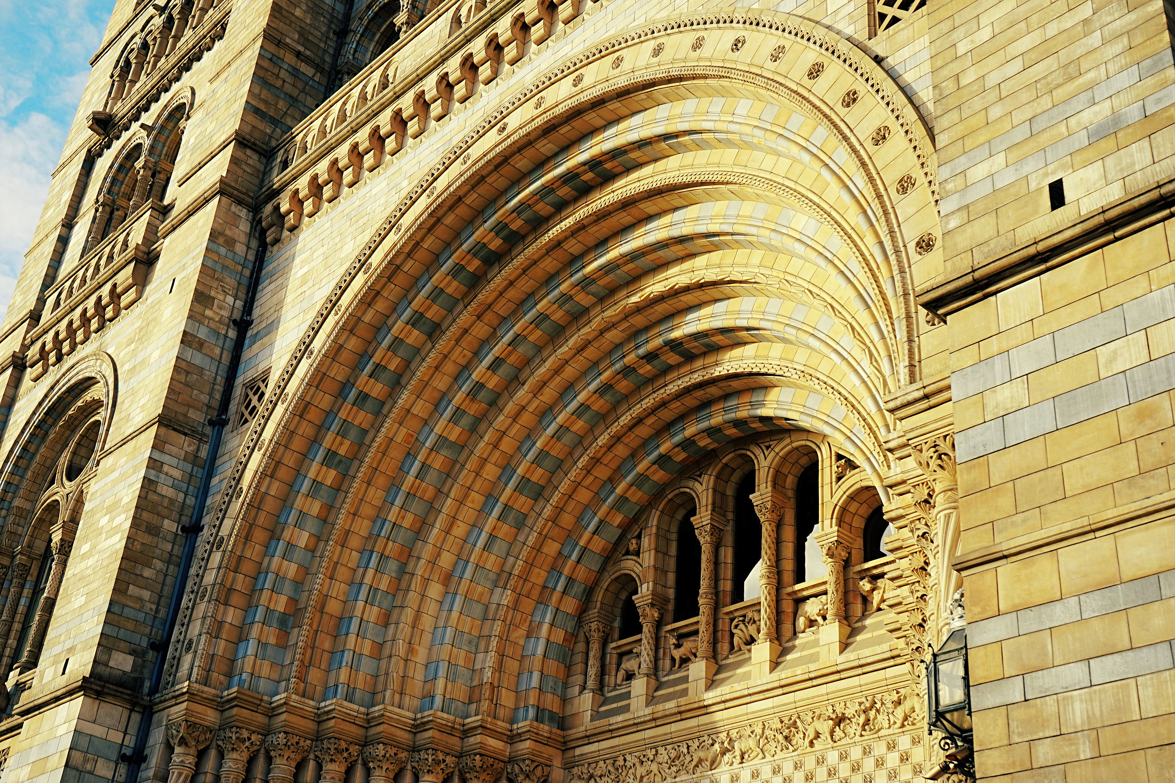 Families outside the free Natural History Museum in South Kensington, London