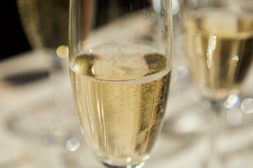 Sparkling Wine on a Clear Glass Wine