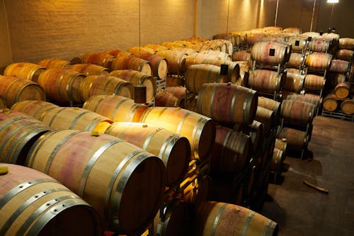 Photograph of a Room Filled with Barrels