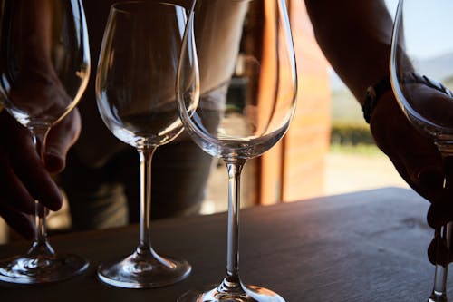 Free Close-Up Shot of Wine Glasses on a Table Stock Photo