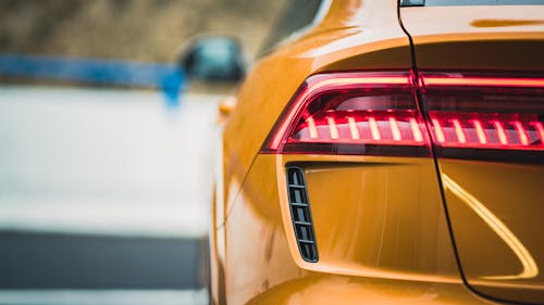 Taillight of a Yellow Car