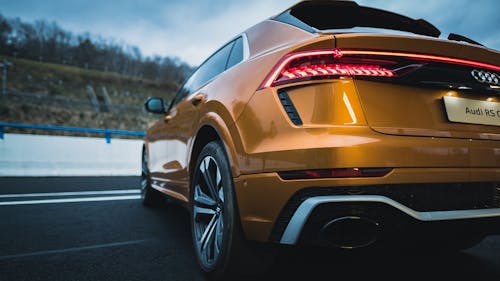 Free Yellow Audi RS Q8 Parked on the Rod Stock Photo