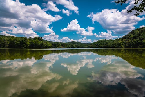 A Placid Lake Under a Blue Sky