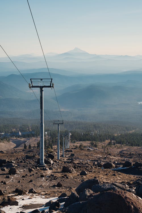 Ski Lift with Mountains in the Background