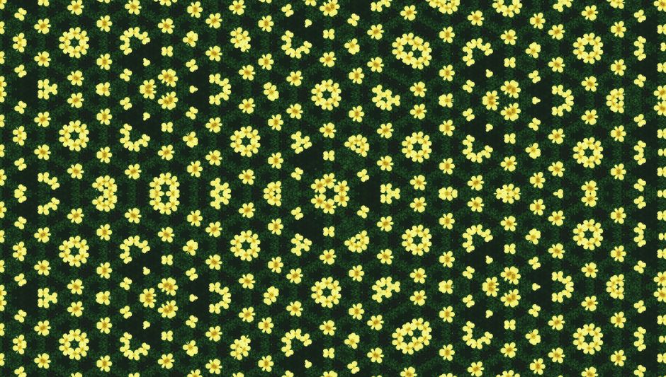 A seamless floral pattern featuring vibrant yellow flowers arranged on a dark background, perfect for textiles and wallpapers.