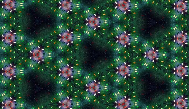 Colorful kaleidoscope pattern with ornate shapes and vibrant hues, ideal for background or design use.