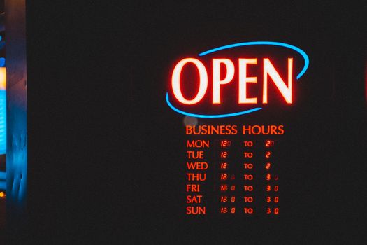 Neon signboard with digital numbers