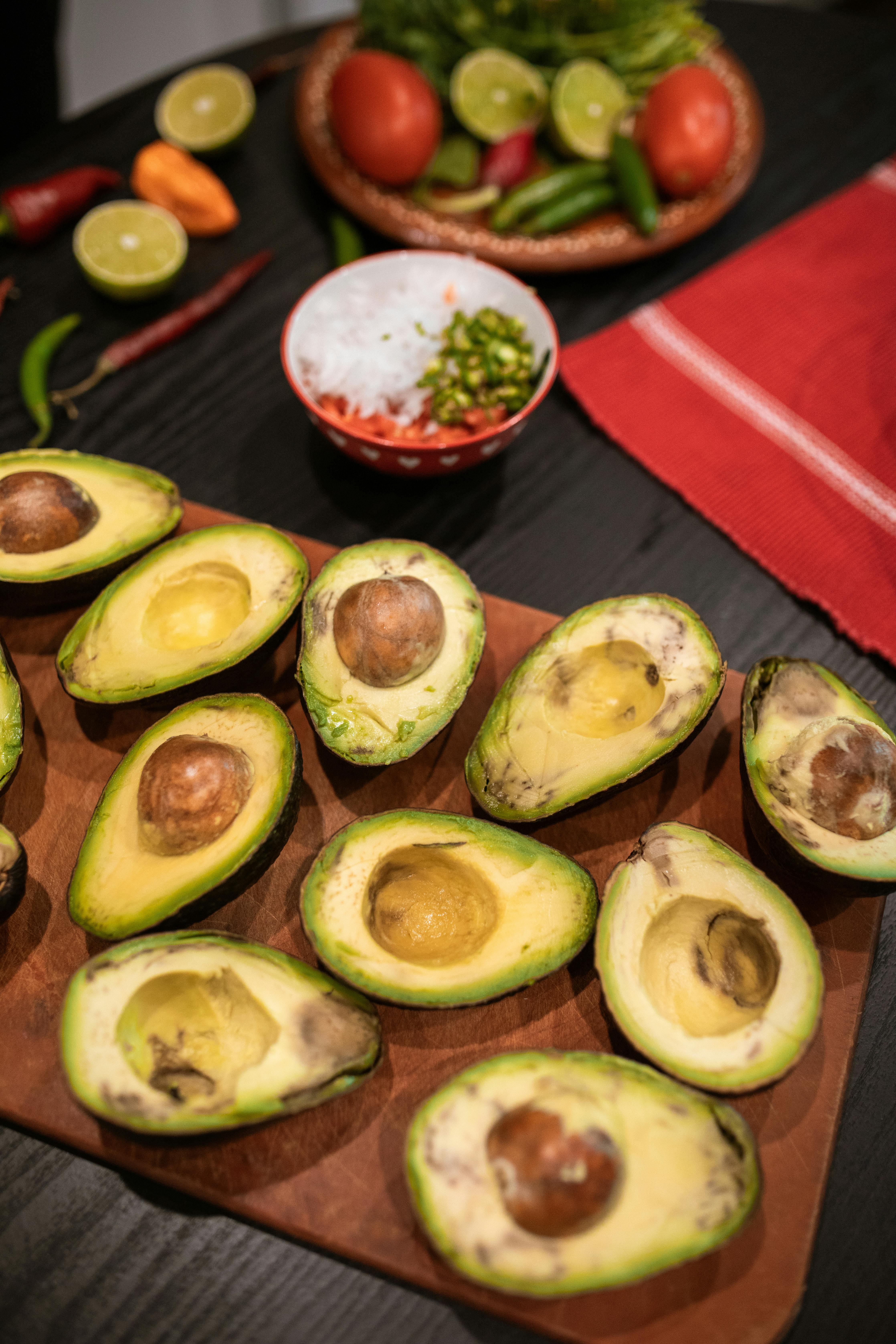 sliced avocado fruit on the table