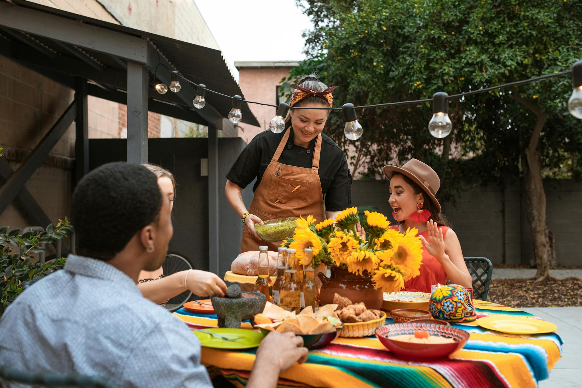 Group of Friends Eating Mexican Food