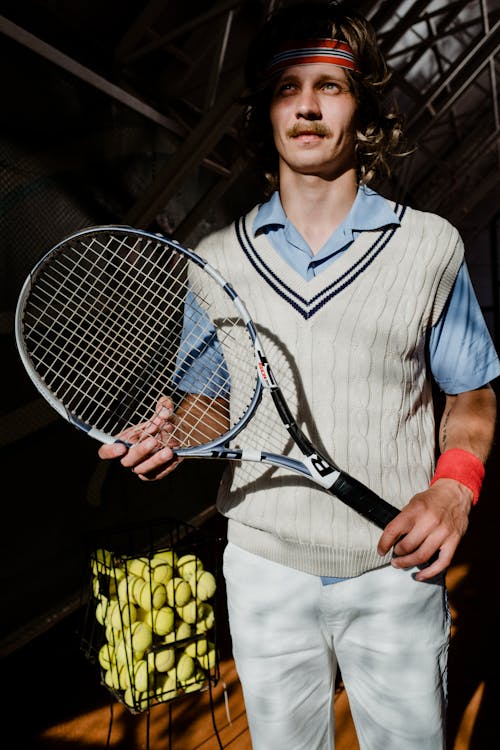 Holding Racket Tennis Played Stand on Clay Court