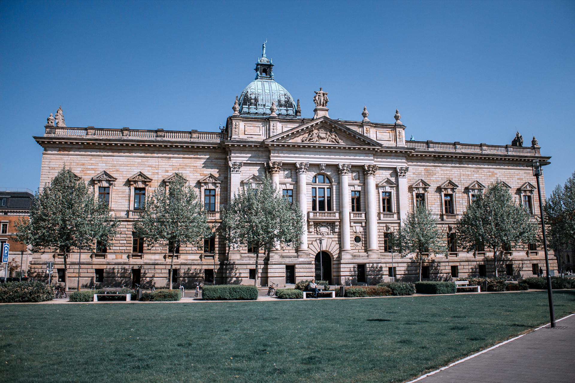 Stunning view of the Federal Administrative Court building in Leipzig, Germany.