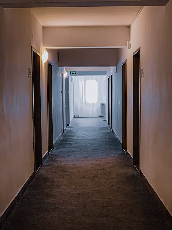 Narrow illuminated hallway in building · Free Stock Photo