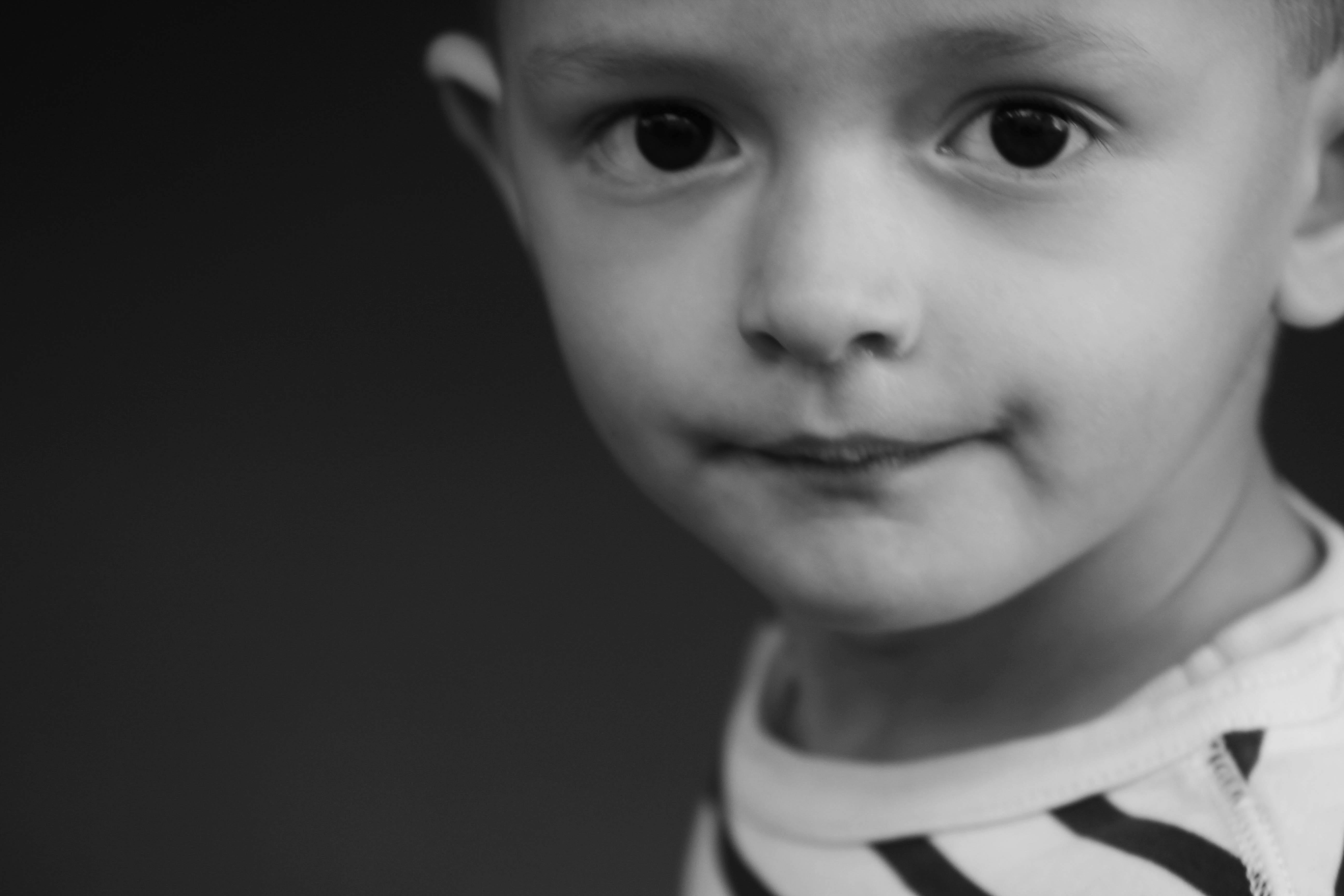 Free stock photo of black amp white, child, portrait